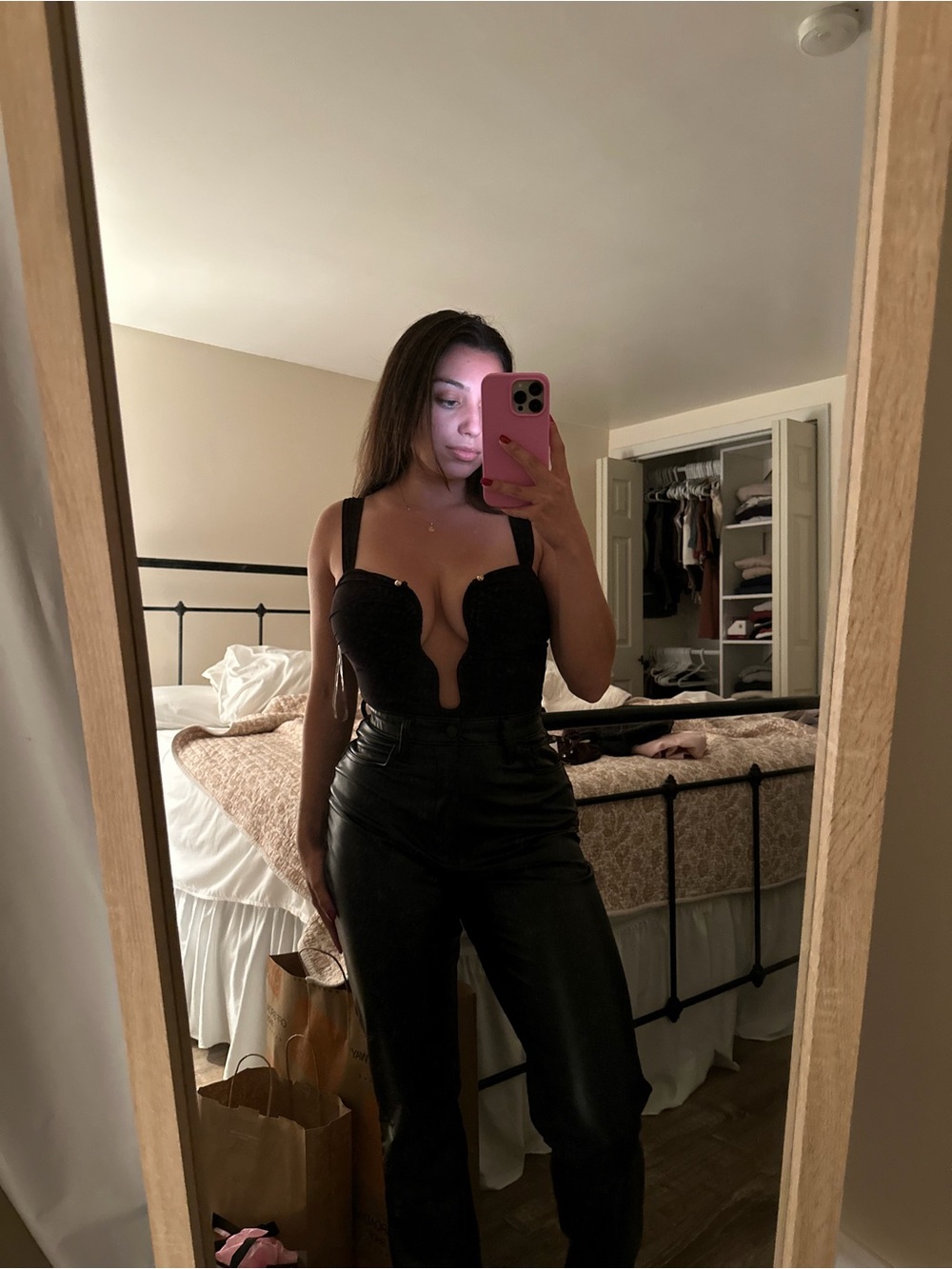 Plunge Scallop-Edge Top in Black